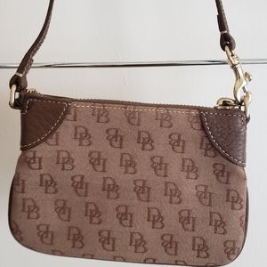 Dooney & Bourke Brown Leather Trim Zipper Wristlet